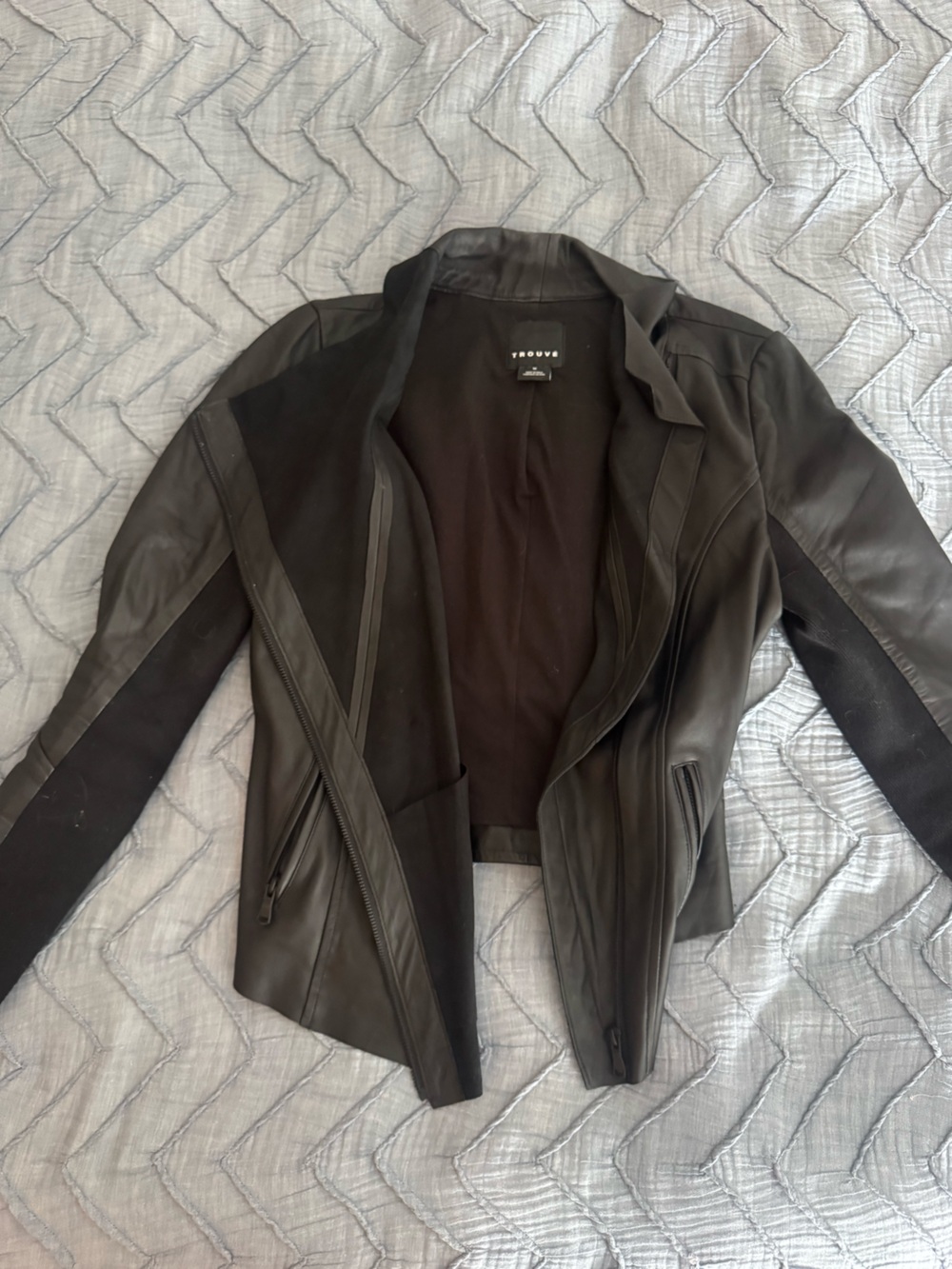 Trouve Black Leather Moto Jacket
